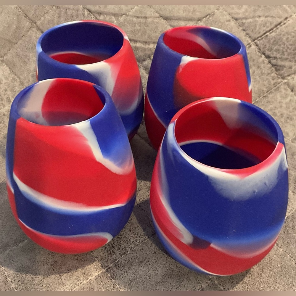 Vibrant Red and Blue Swirl Tumbler Set of 4
